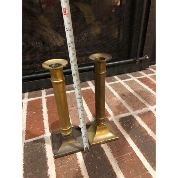 Pair of vintage gold brass candlestick holders 8.75 inches tall each - Picture 10 of 10